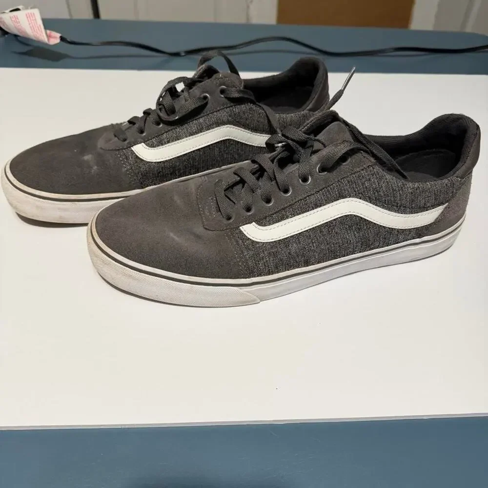 Vans Ward Mens Gray Heather Suede Canvas Low Top Skate Shoes Size 13